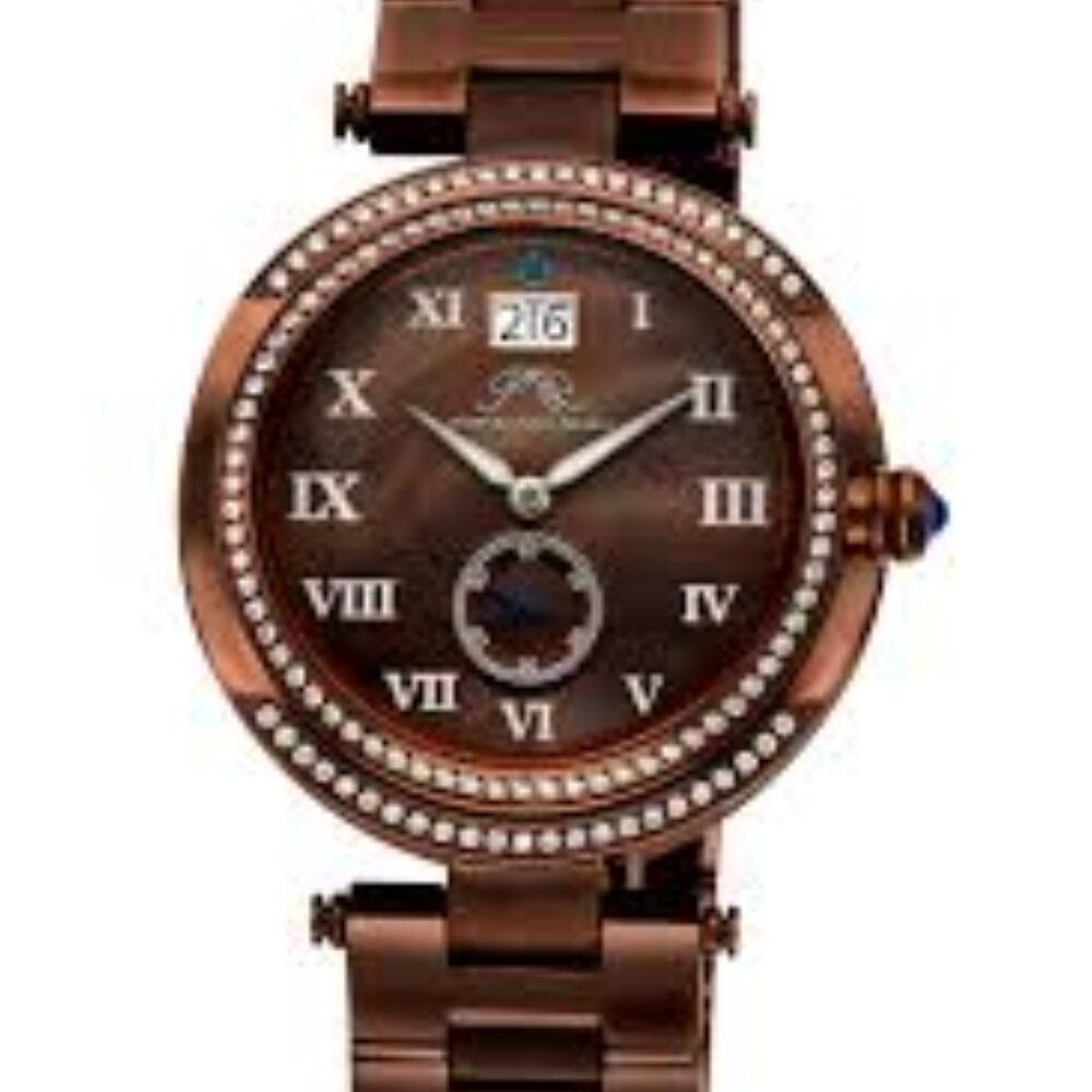 Porsamo Bleu South Sea Crystal luxury women's stainless steel watch, brown